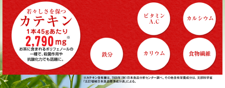 お茶に含まれる栄養 カテキン ビタミンA・C カルシウム 鉄分 カリウム 食物繊維